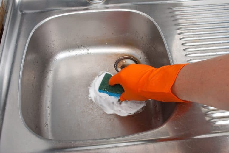 cleaning a stainless steel kitchen sink with hydrogen peroxide