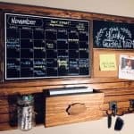 Gorgeous family command center with chalkboard, corkboard, mail slot and hooks from Harmony Boards