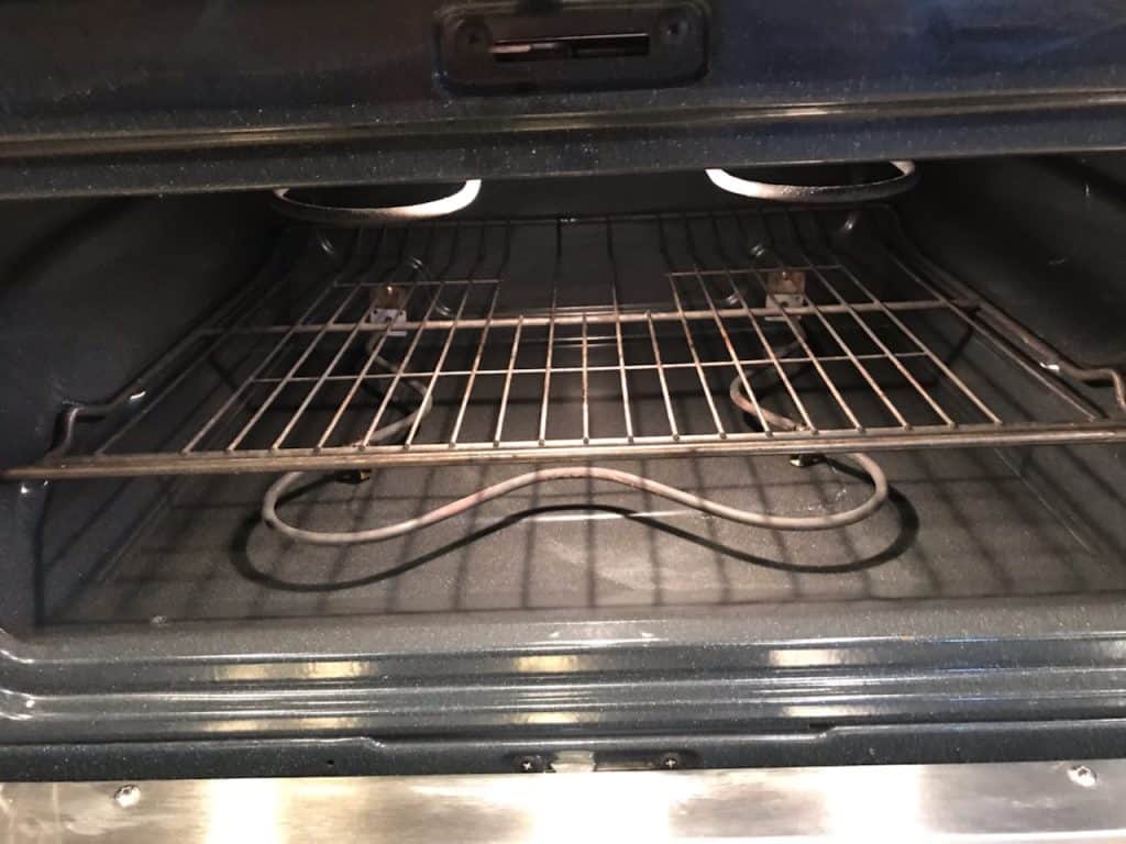 Interior of a freshly cleaned oven.