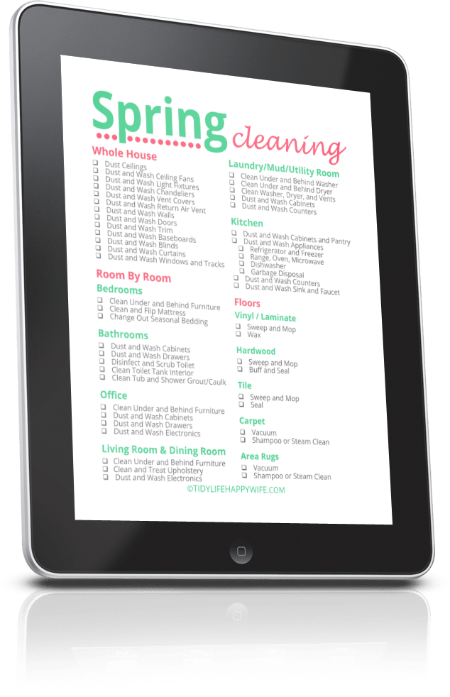spring cleaning checklist on an ipad