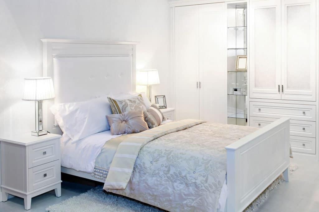 sparkling clean white bedroom