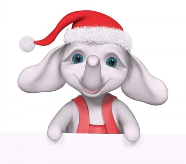 White Elephant with Christmas hat