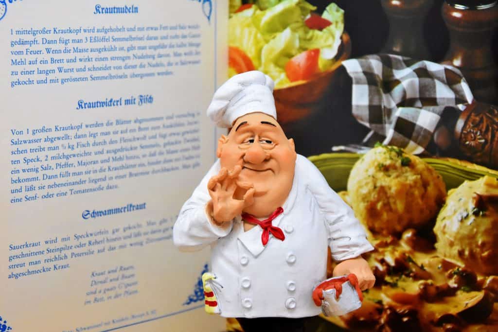 cartoon chef standing planning a meal