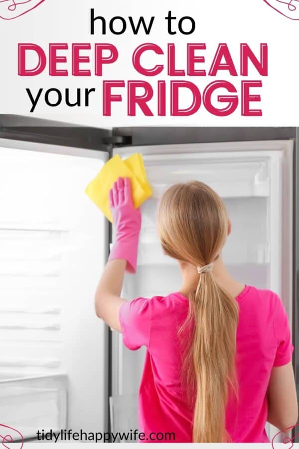 woman deep cleaning fridge interior