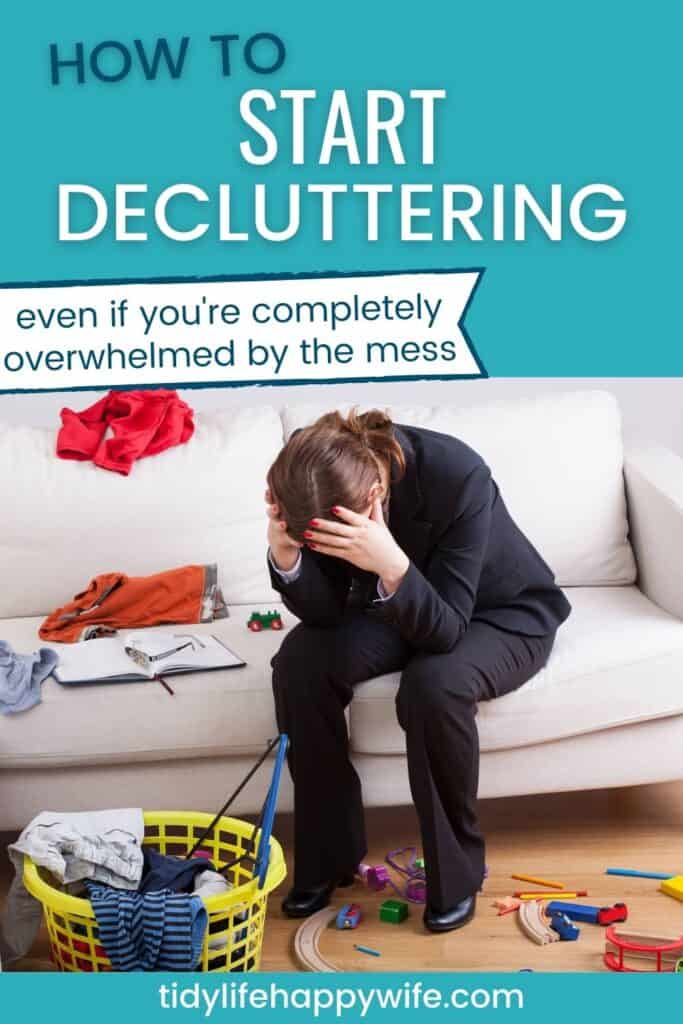 overwhelmed woman surrounded by clutter