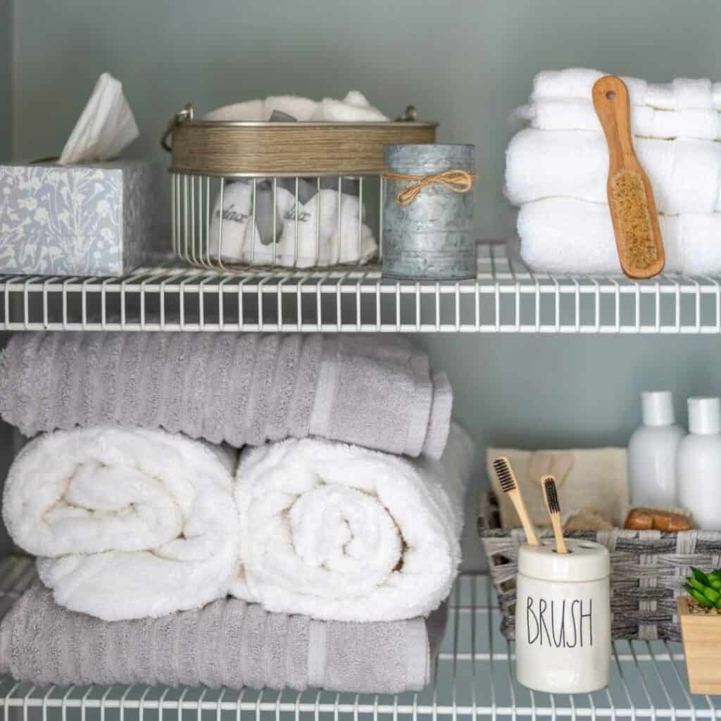 organized linen closet